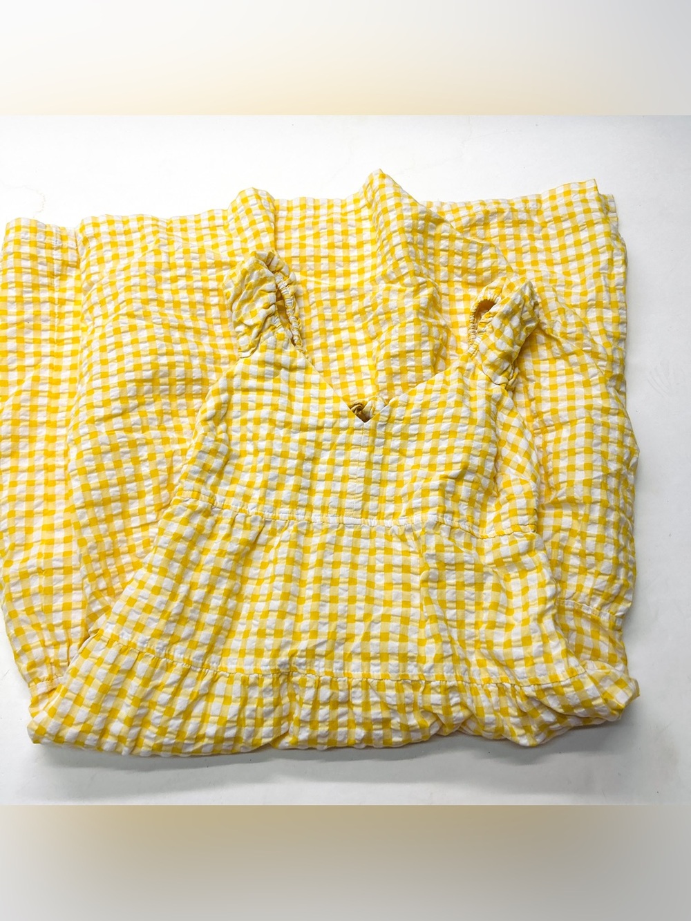 Old Navy Yellow Gingham Fit and Flare Tiered All-Day Maxi Dress - Picture 3 of 5